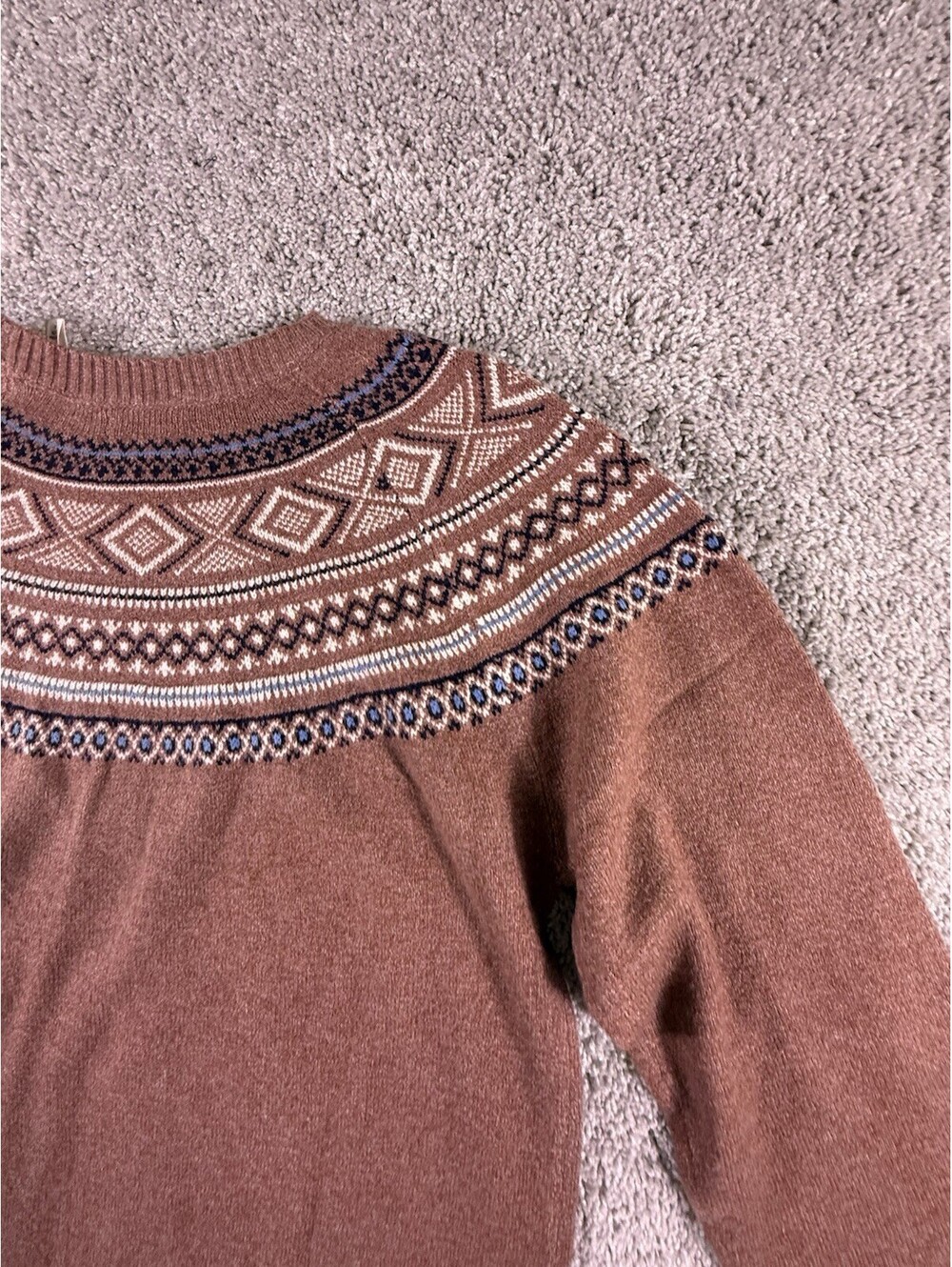 Weatherproof Vintage Women's L Fair Isle Crewneck Sweater Copper Polyester NWT - Picture 11 of 13